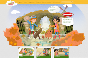 Homepage-Screenshot der MINT-Kinderwebsite www.meine-forscherwelt.de