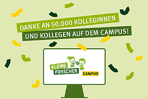 Grün-bunte Grafik mit Dankeschön an 50.000 Campus-User