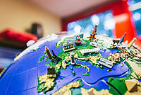Globe showing Europe and Landmarks